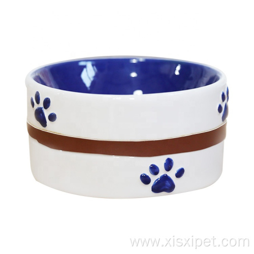 Custom Logo Ceramic Pet Dog Feeding Bowl